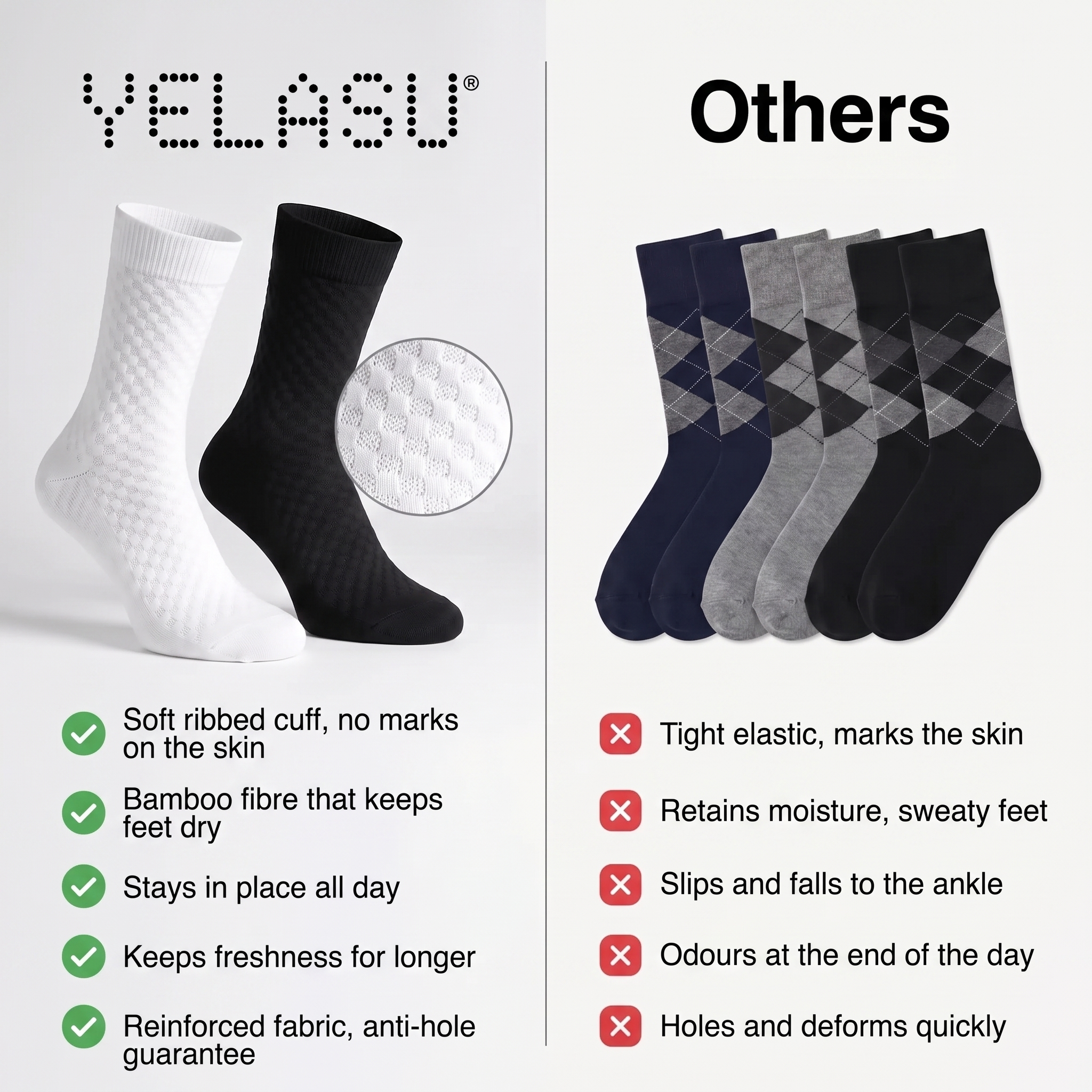 PREMIUM BAMBOO FIBRE MID-CALF SOCKS